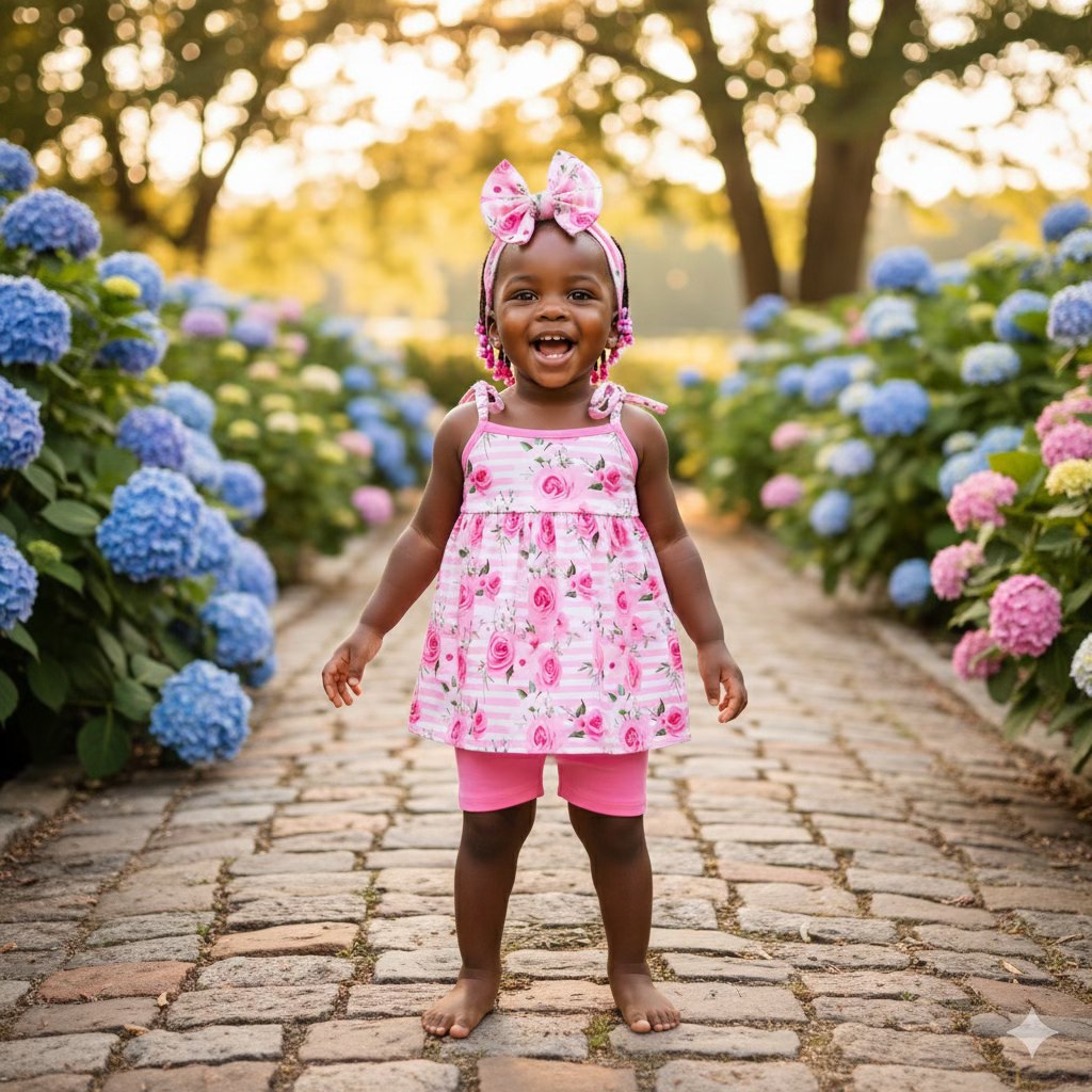 Pink Posies Shorts Set