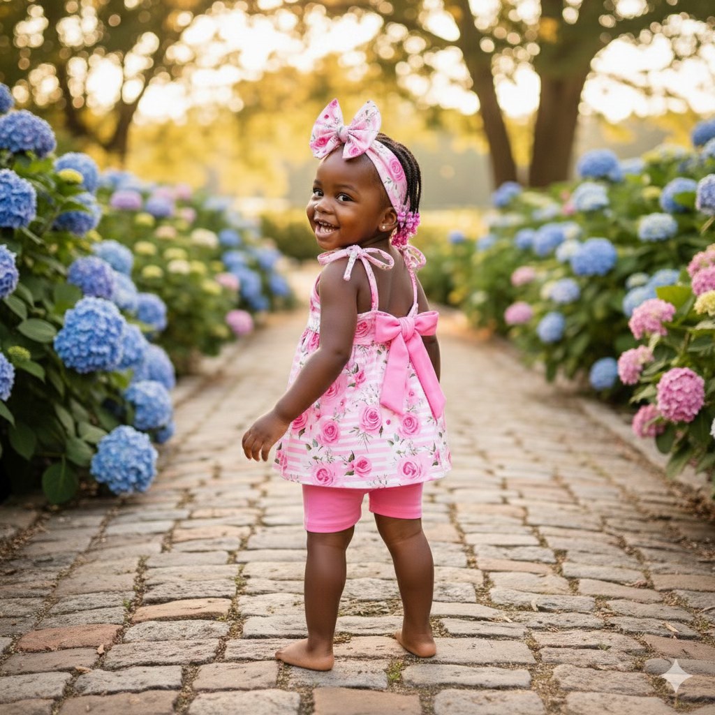 Pink Posies Shorts Set